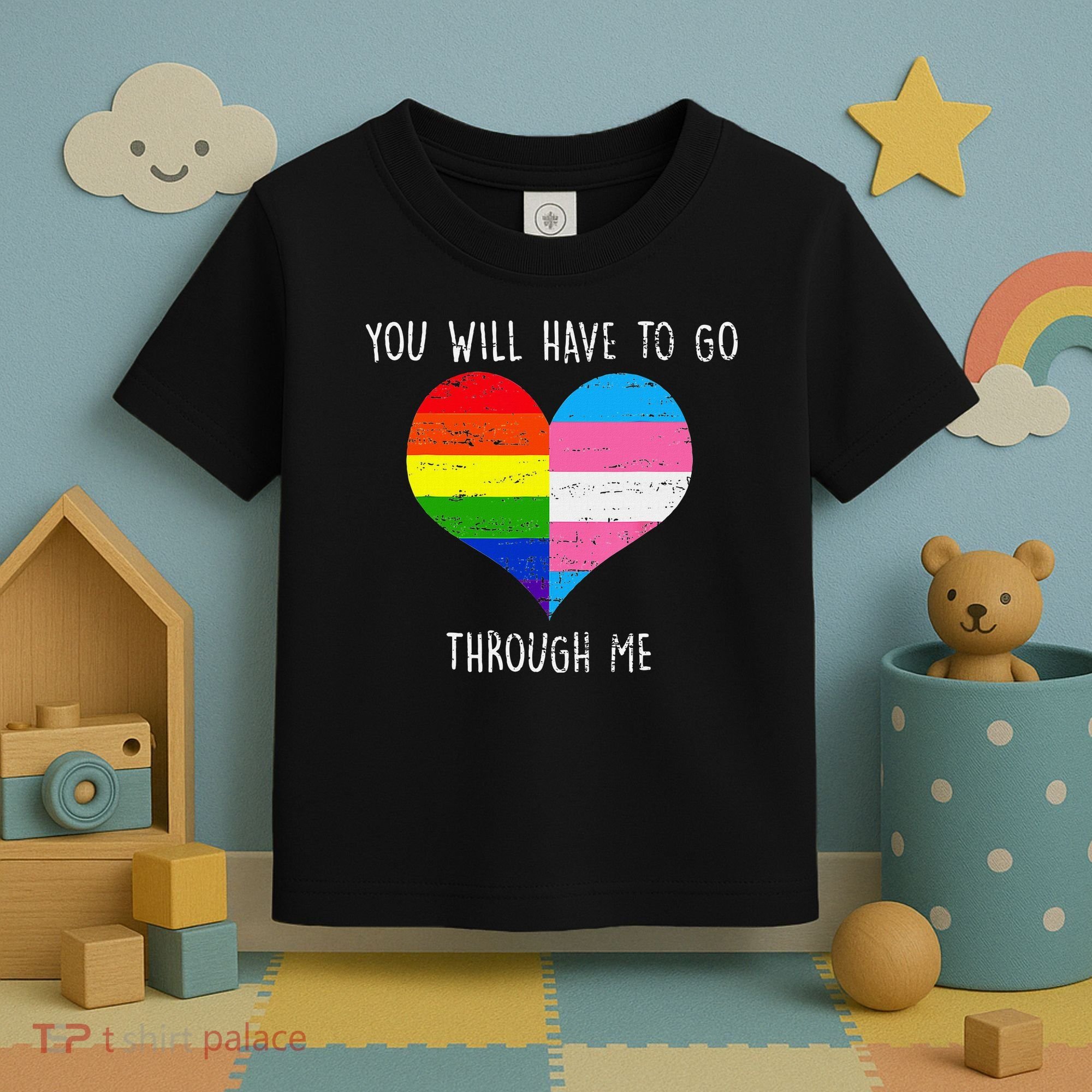 Retro Lgbtq Pride You’Ll Have To Go Through Me Toddler T-Shirt