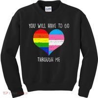 Retro Lgbtq Pride You’Ll Have To Go Through Me Kids Sweatshirt thumb 0