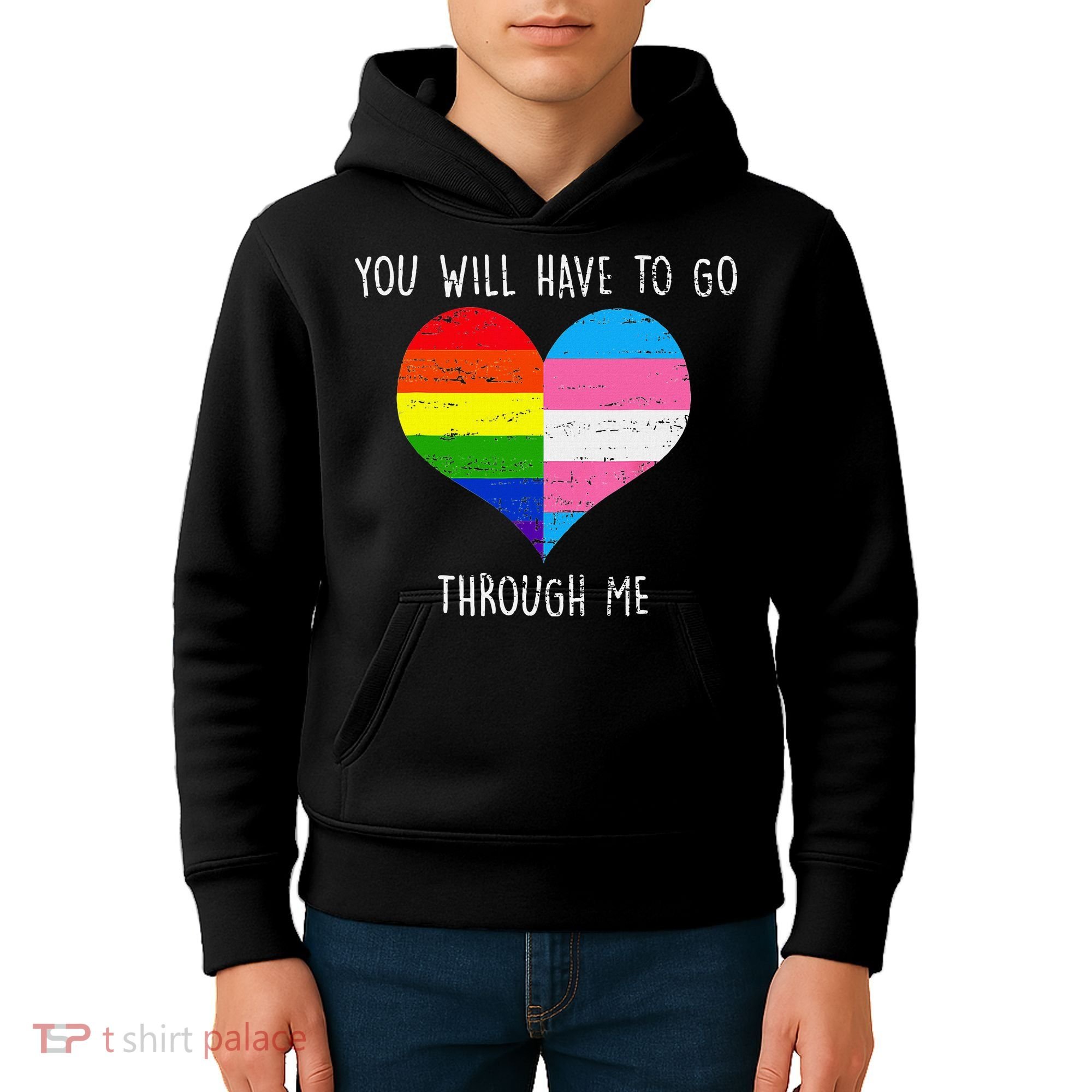 Retro Lgbtq Pride You’Ll Have To Go Through Me Kids Hoodie