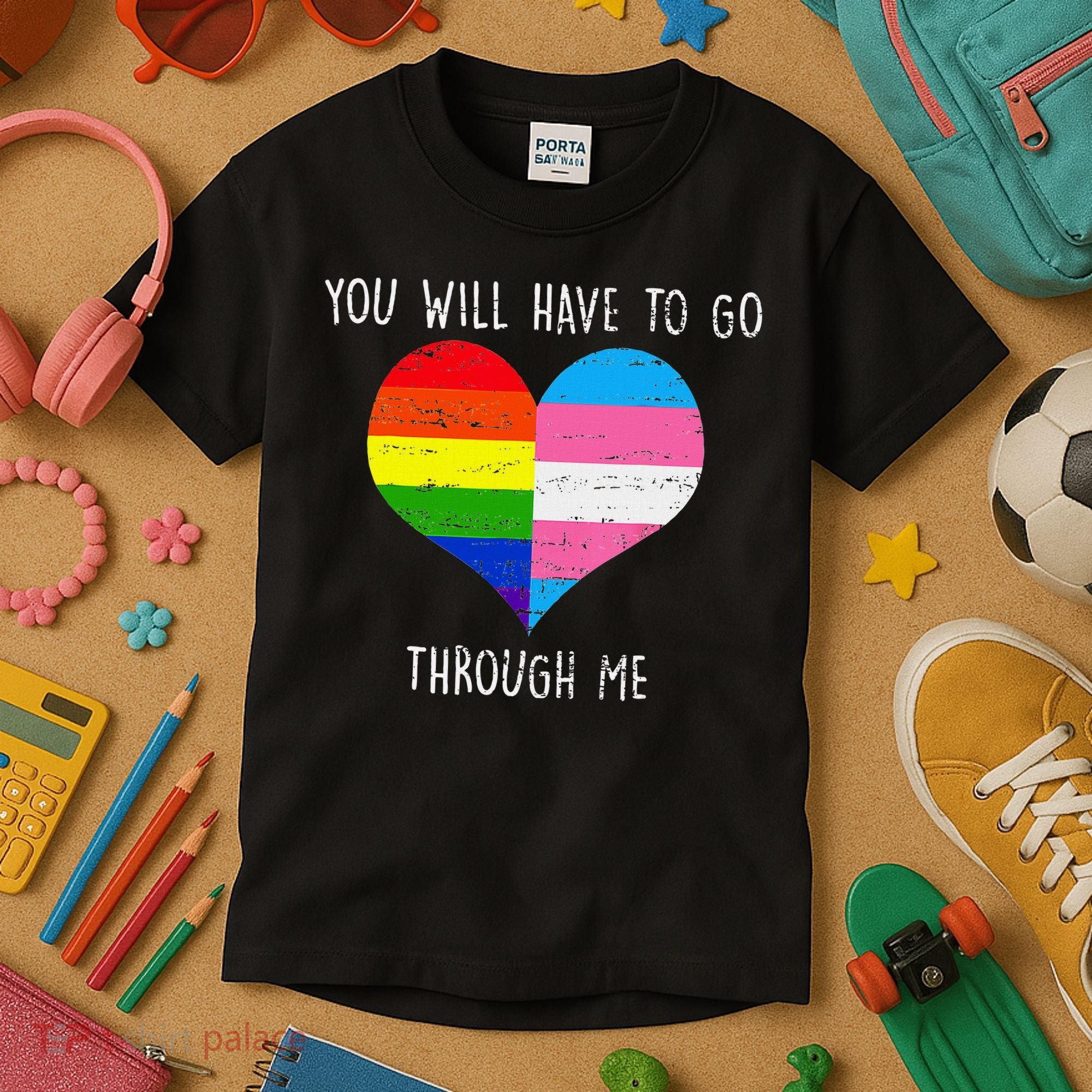 Retro Lgbtq Pride You’Ll Have To Go Through Me Kids T-Shirt