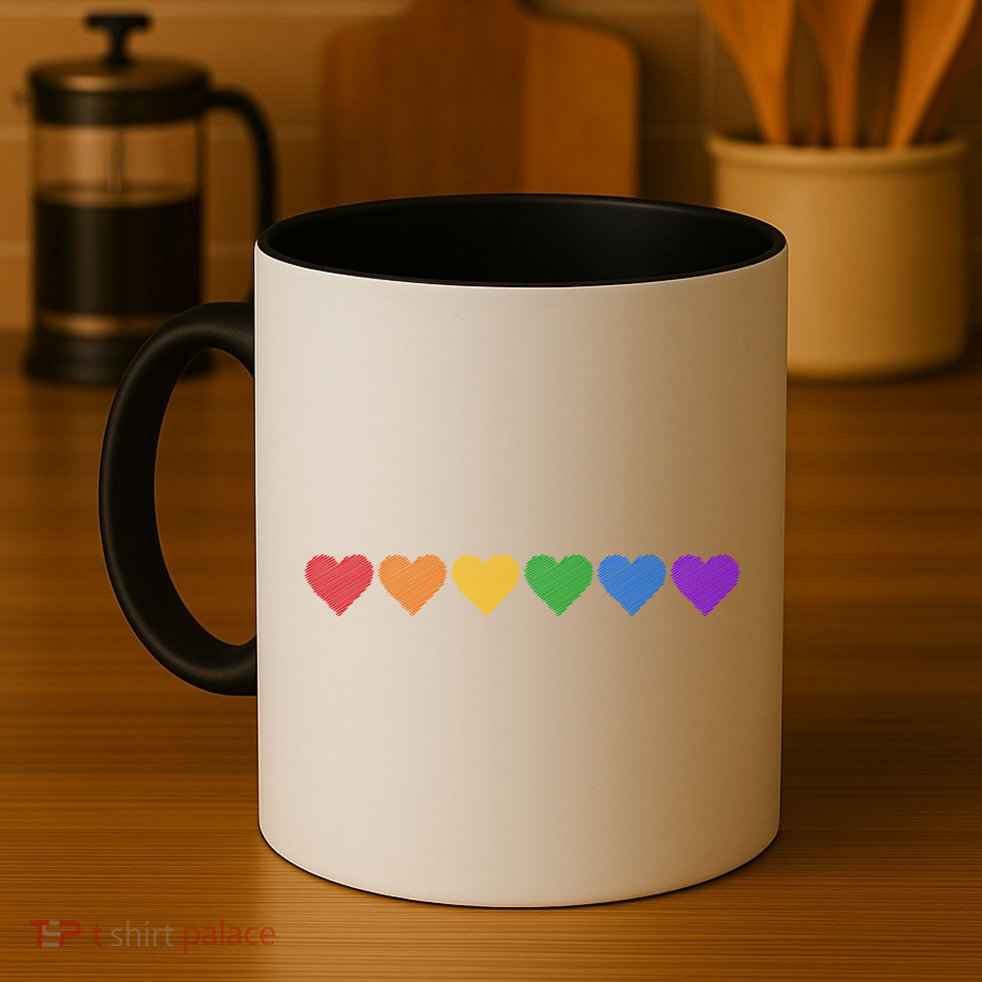 Rainbow LGBT Pride Hearts Coffee Mug