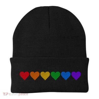 Rainbow LGBT Pride Hearts Beanie