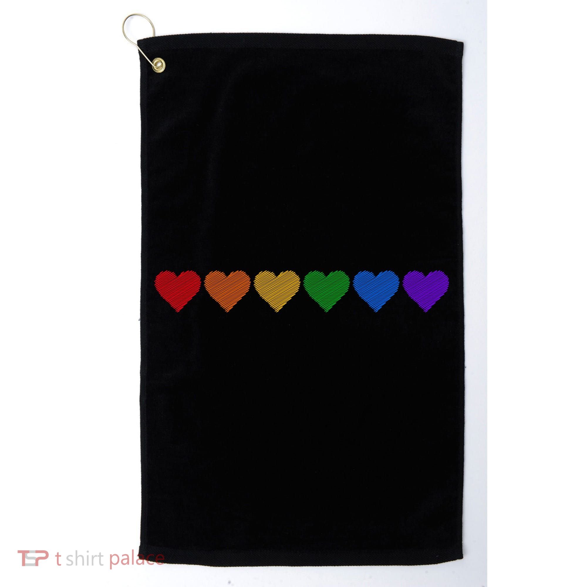 Rainbow LGBT Pride Hearts Golf Towel