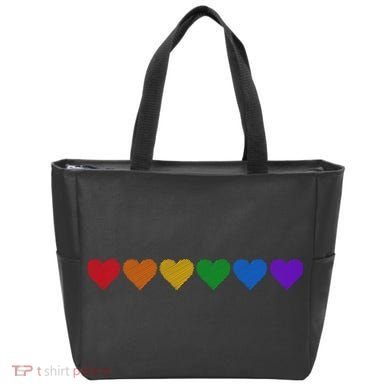 Rainbow LGBT Pride Hearts Tote Bag