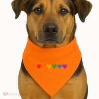 Rainbow LGBT Pride Hearts USA-Made Doggie Bandana thumb 1