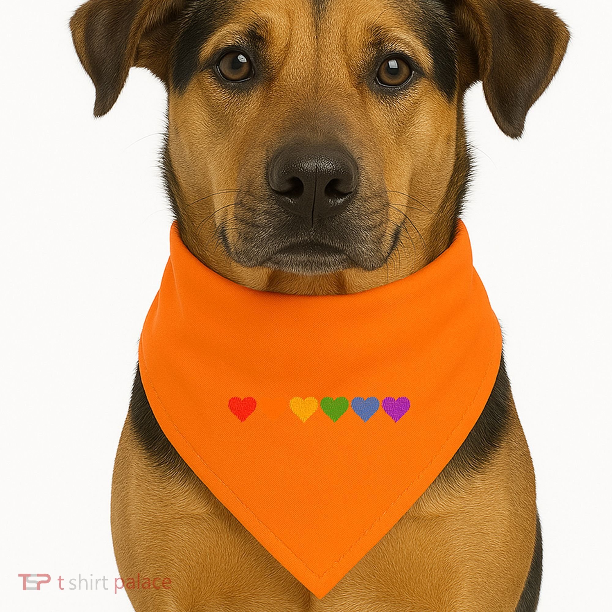 Rainbow LGBT Pride Hearts USA-Made Doggie Bandana