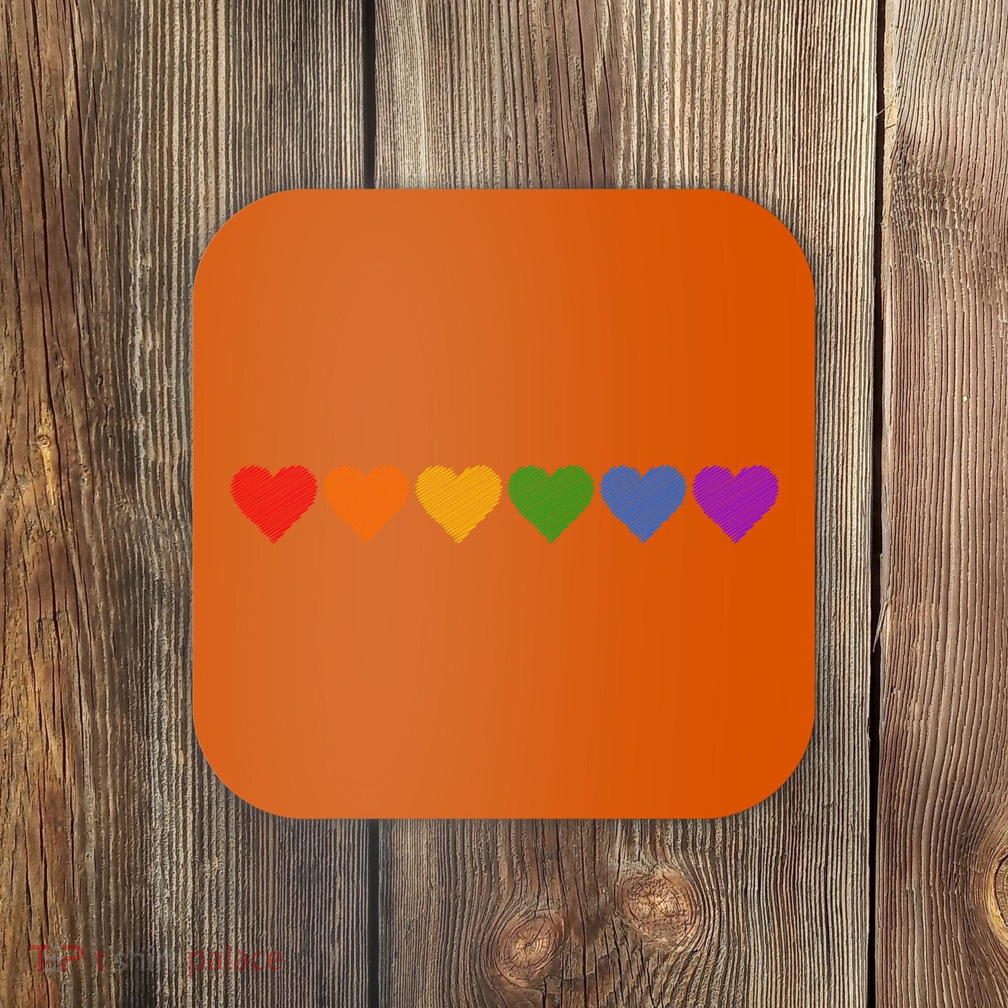 Rainbow LGBT Pride Hearts Coaster