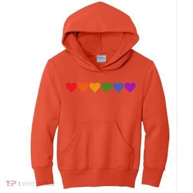 Rainbow LGBT Pride Hearts Kids Hoodie