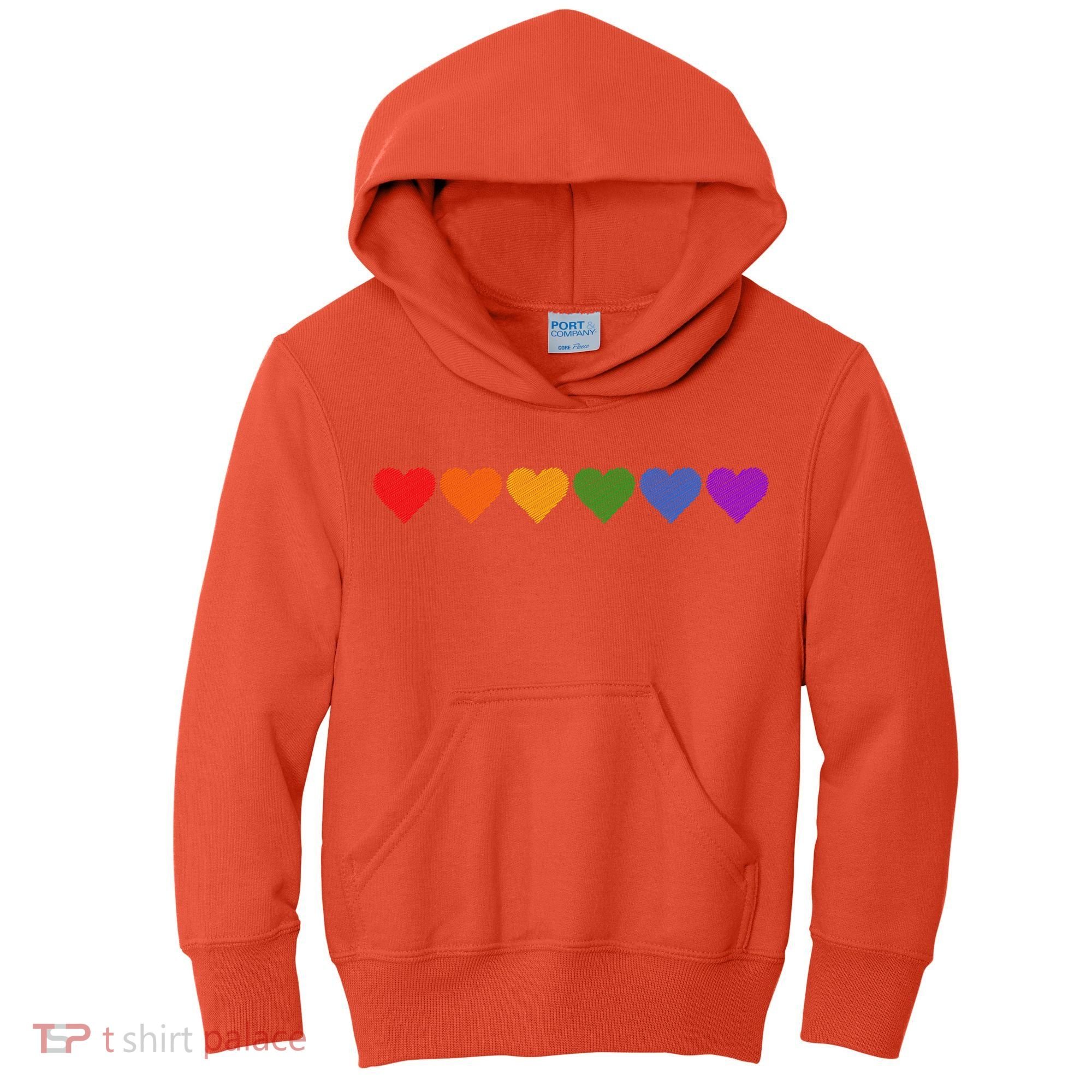 Rainbow LGBT Pride Hearts Kids Hoodie