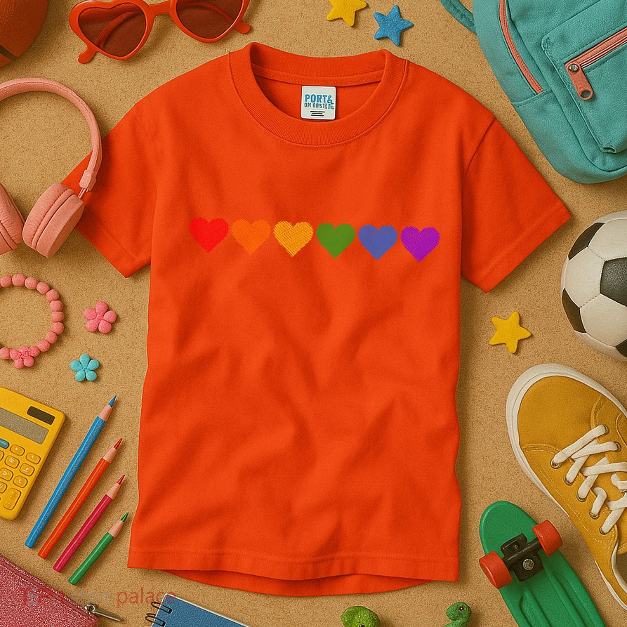 Rainbow LGBT Pride Hearts Kids T-Shirt