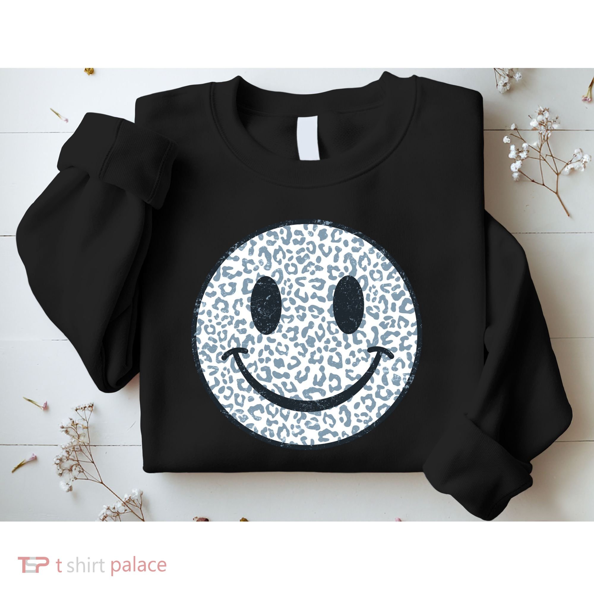 Retro Leopard Print Emoji Smiley Sweatshirt