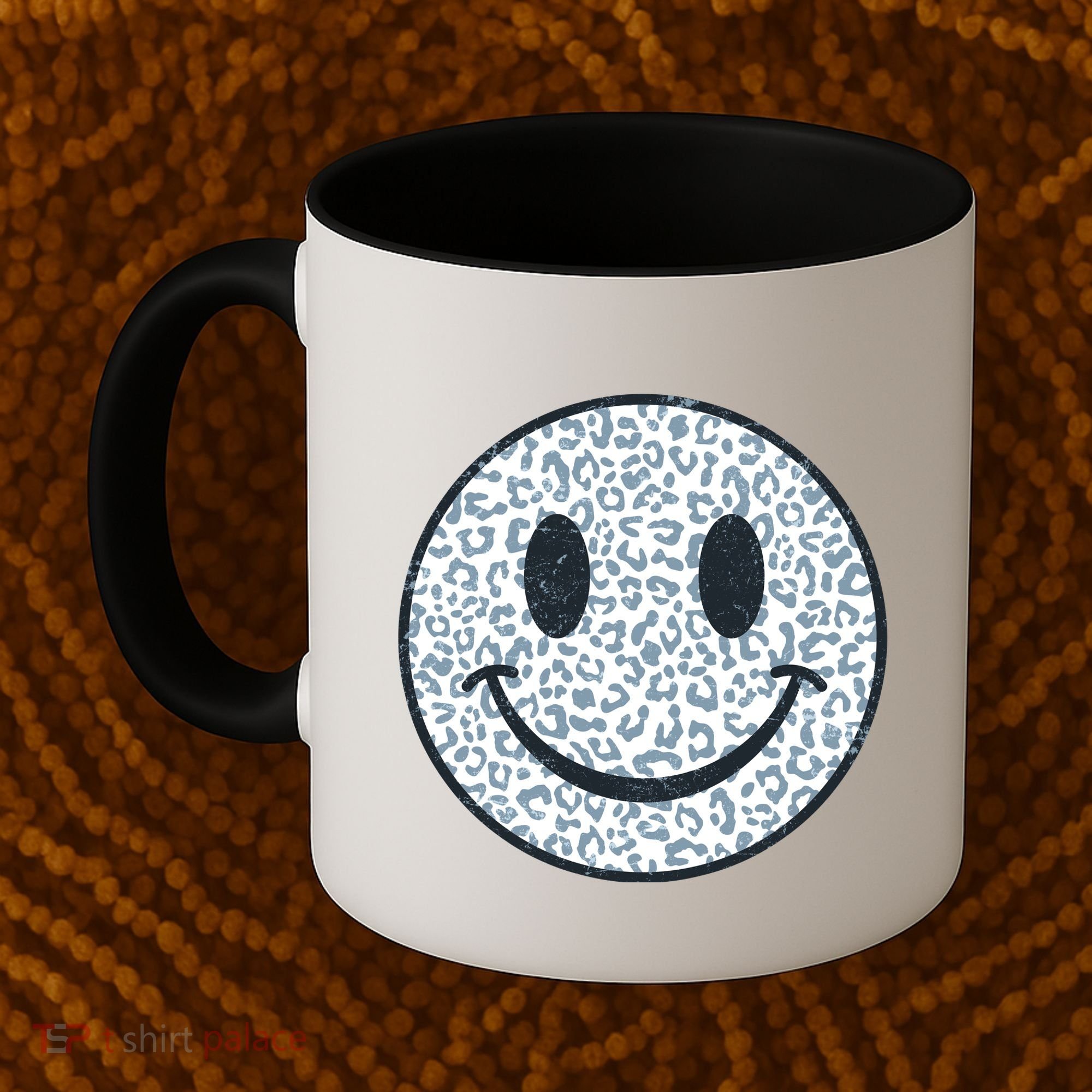 Retro Leopard Print Emoji Smiley Coffee Mug