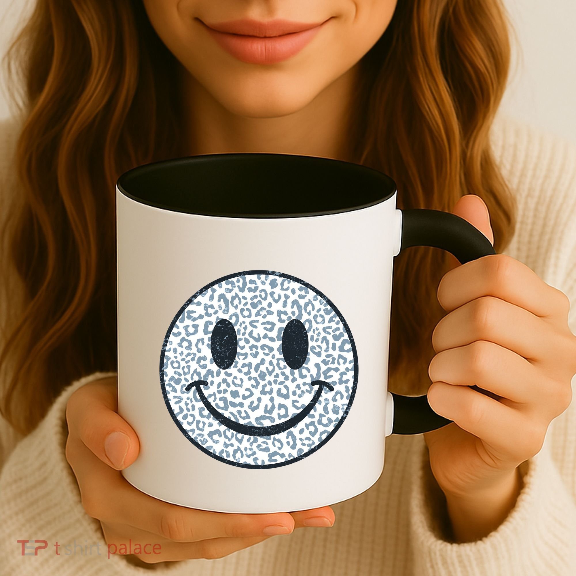 Retro Leopard Print Emoji Smiley Coffee Mug