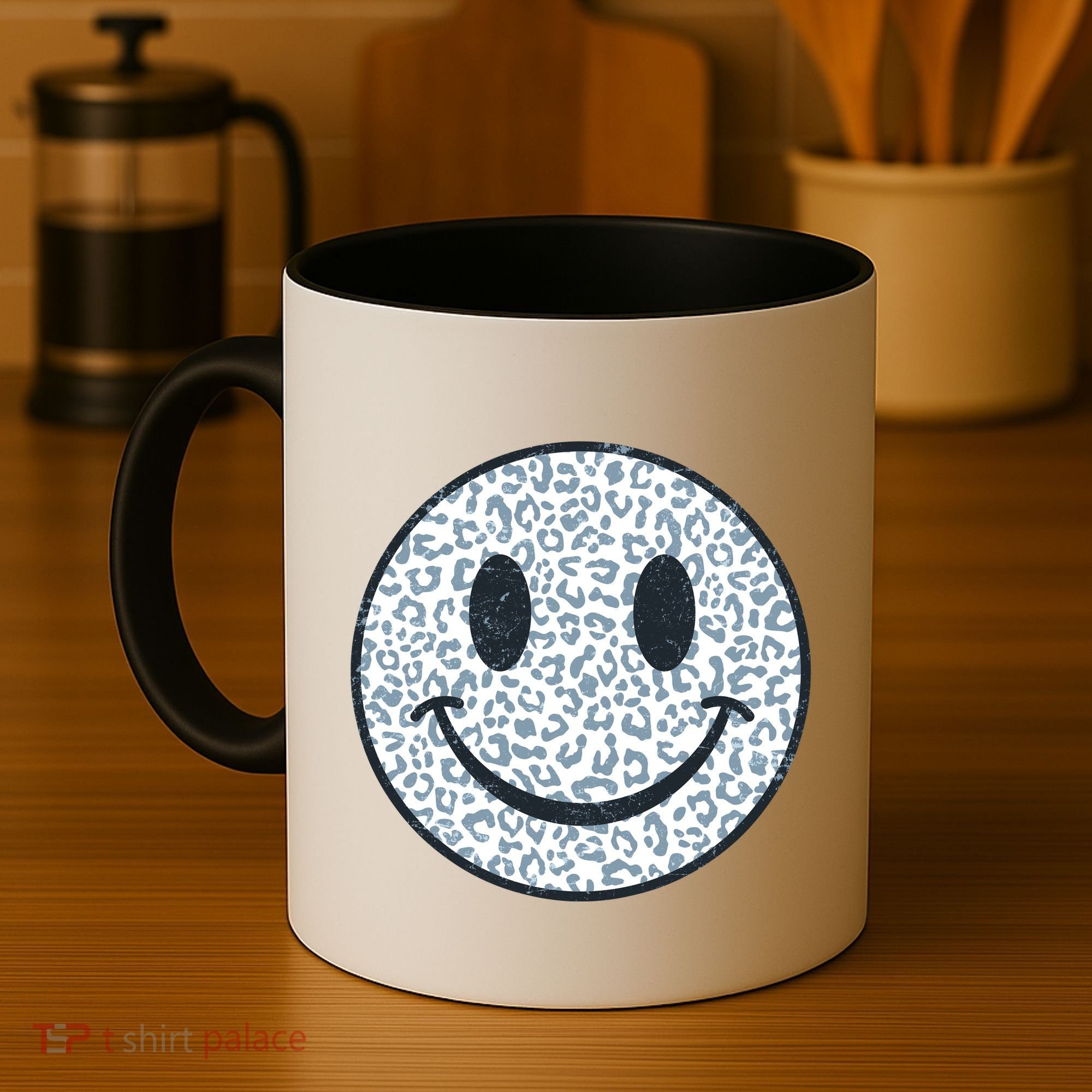 Retro Leopard Print Emoji Smiley Coffee Mug
