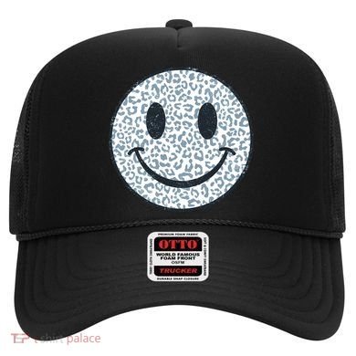 Retro Leopard Print Emoji Smiley Hat