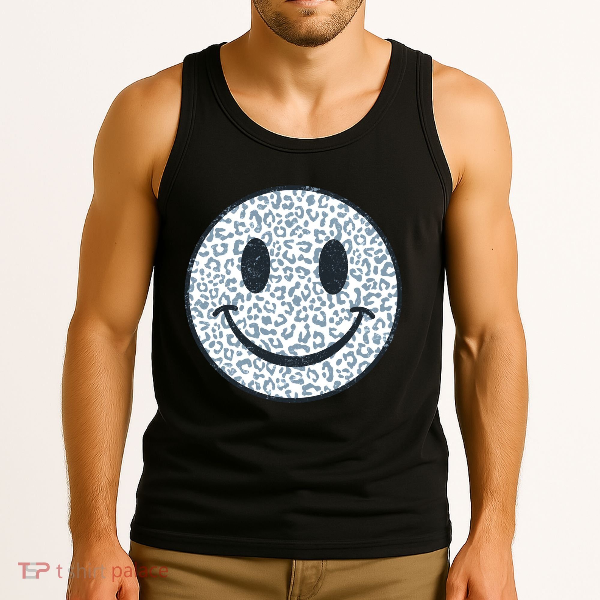 Retro Leopard Print Emoji Smiley Tank Top