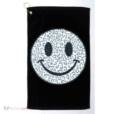 Retro Leopard Print Emoji Smiley Golf Towel