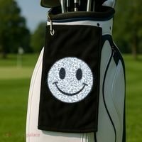 Retro Leopard Print Emoji Smiley Golf Towel thumb 2