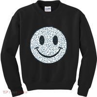 Retro Leopard Print Emoji Smiley Kids Sweatshirt thumb 0