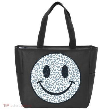 Retro Leopard Print Emoji Smiley Tote Bag