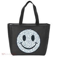 Retro Leopard Print Emoji Smiley Tote Bag thumb 0