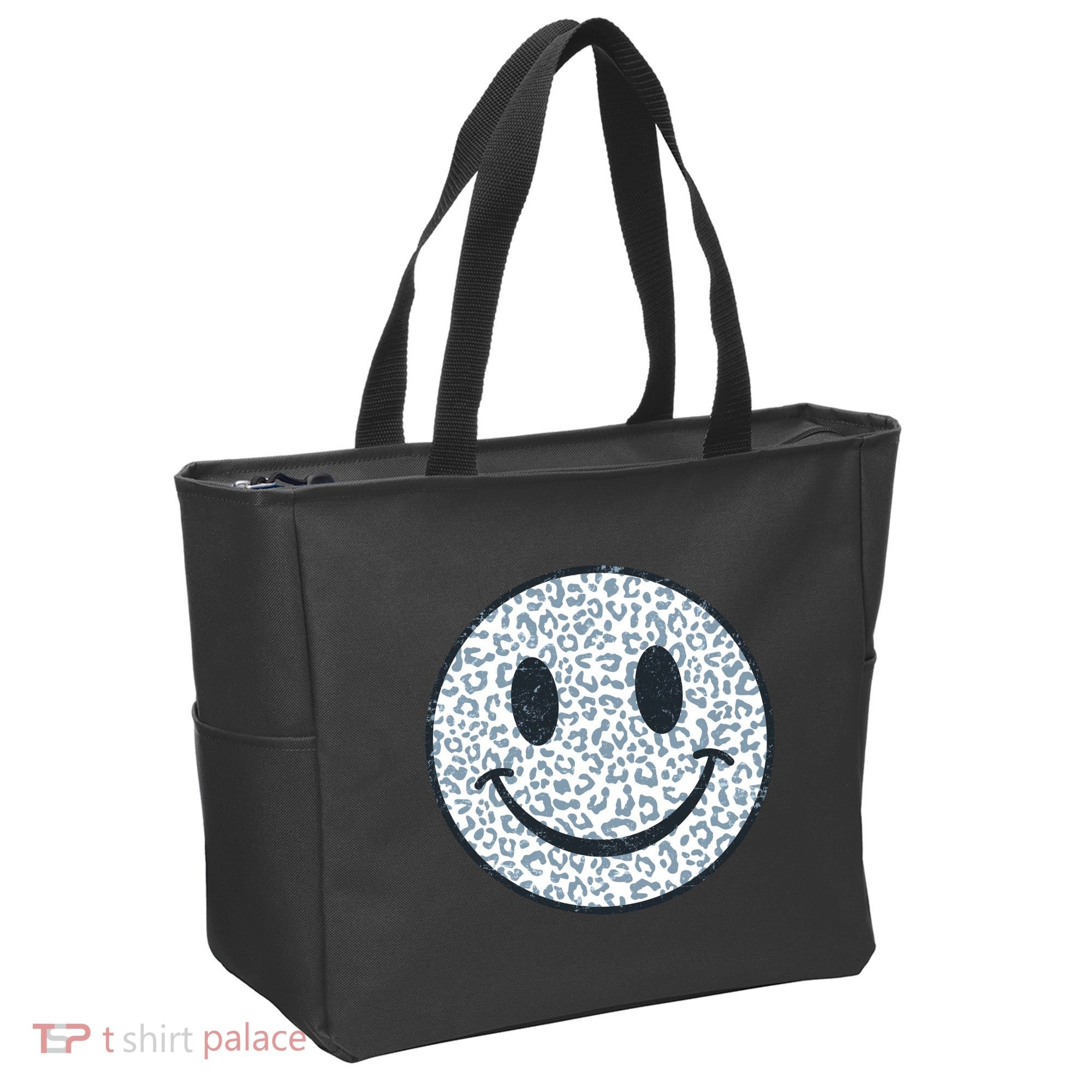 Retro Leopard Print Emoji Smiley Tote Bag