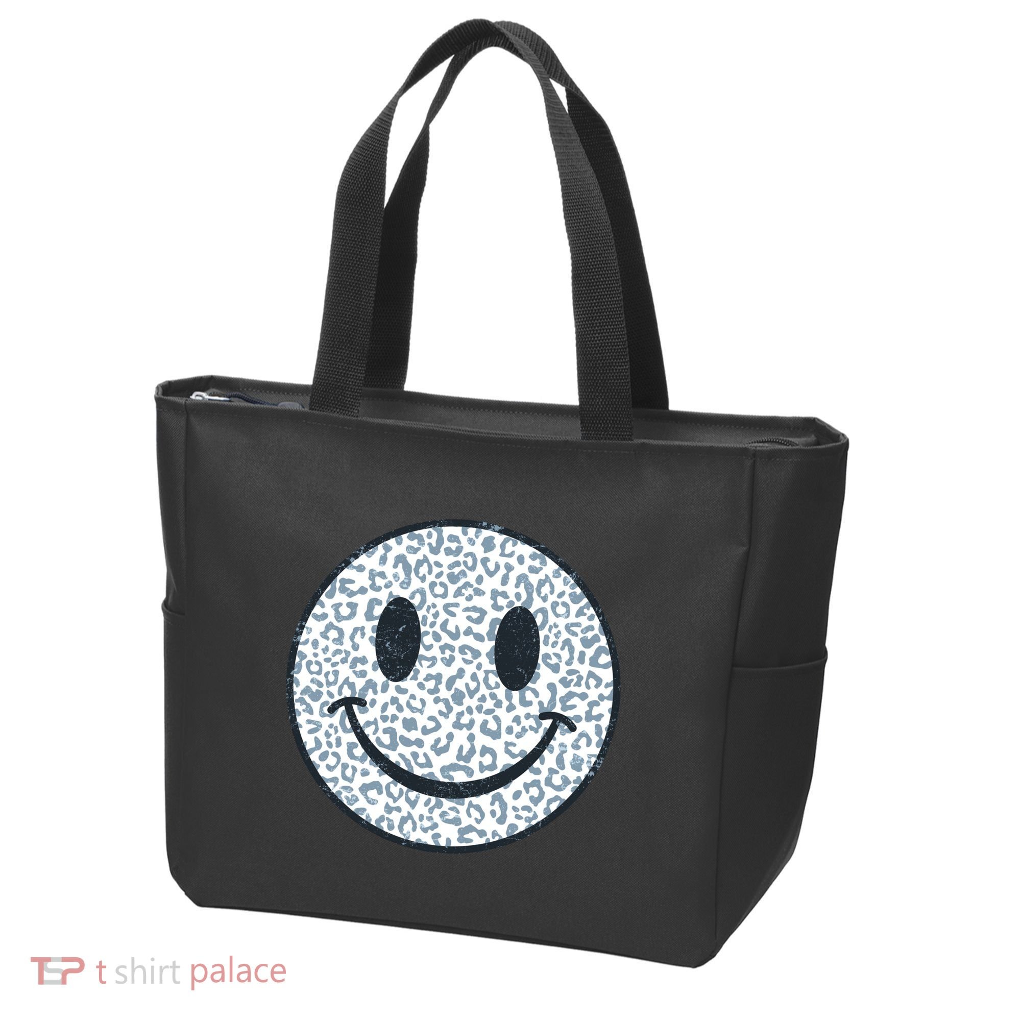 Retro Leopard Print Emoji Smiley Tote Bag
