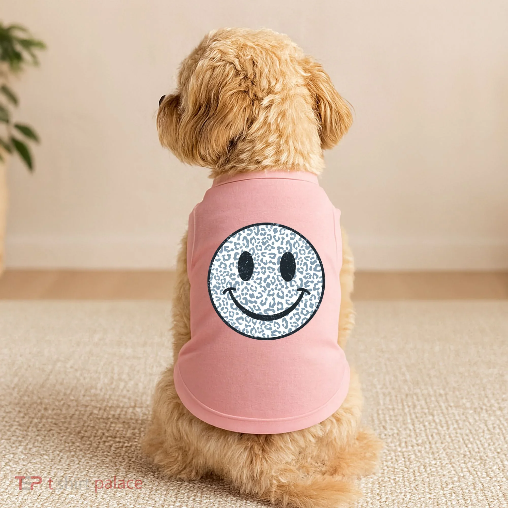 Retro Leopard Print Emoji Smiley Doggie Tank