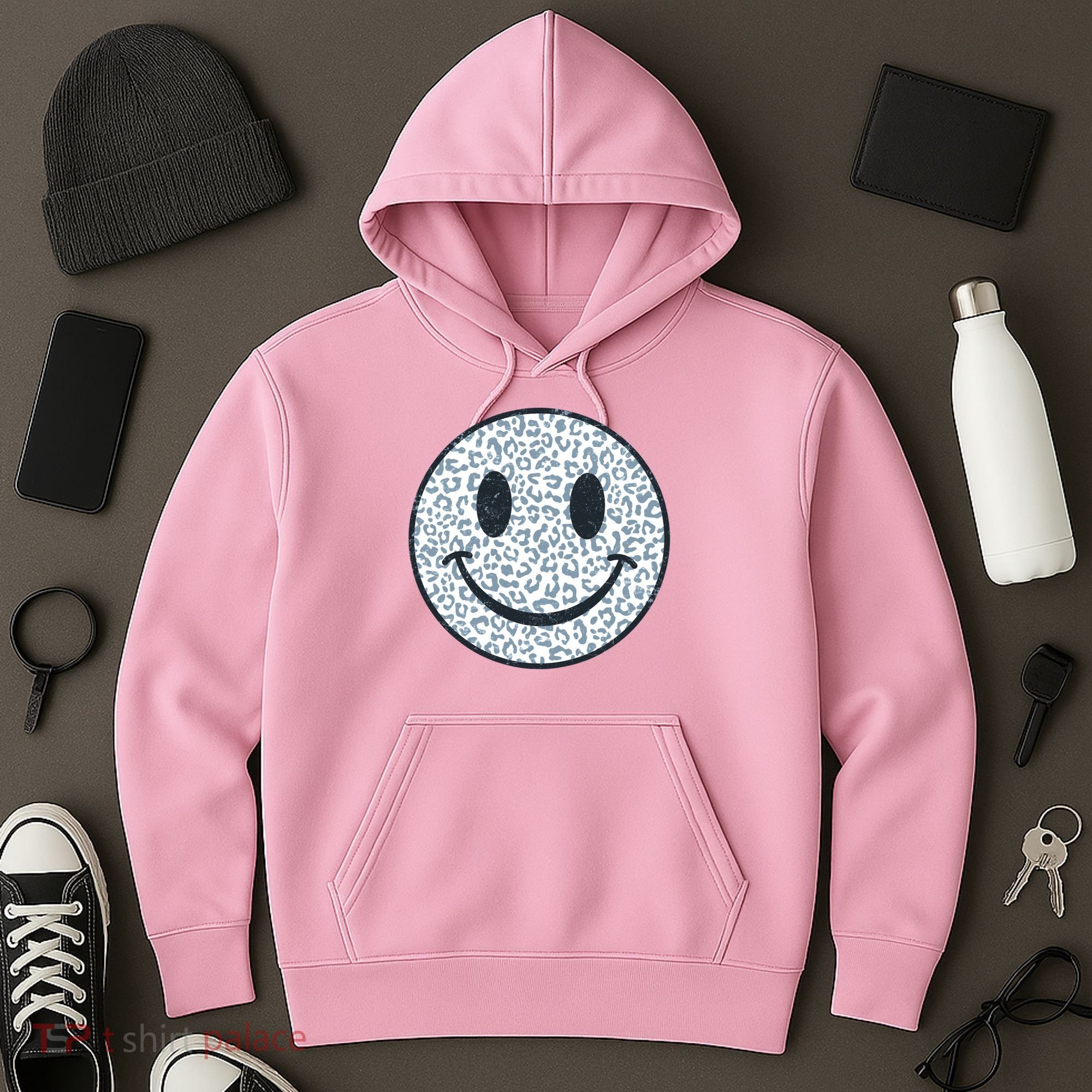 Retro Leopard Print Emoji Smiley Hoodie