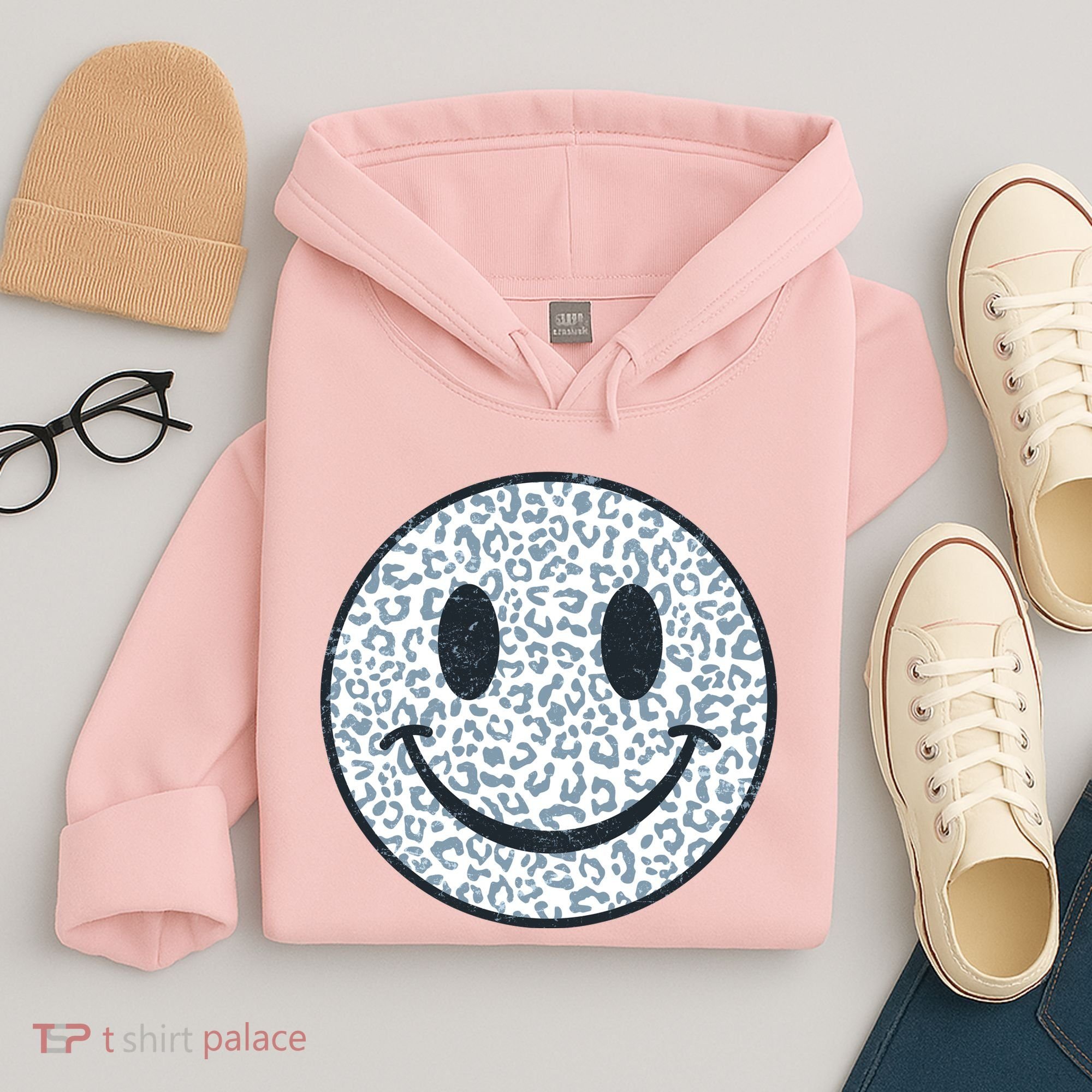 Retro Leopard Print Emoji Smiley Hoodie