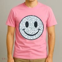Retro Leopard Print Emoji Smiley T-Shirt thumb 3