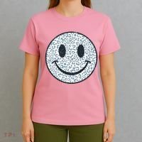 Retro Leopard Print Emoji Smiley T-Shirt thumb 4