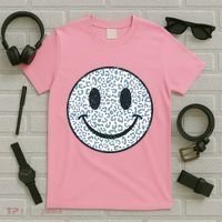 Retro Leopard Print Emoji Smiley T-Shirt thumb 5