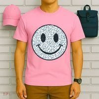 Retro Leopard Print Emoji Smiley T-Shirt thumb 6