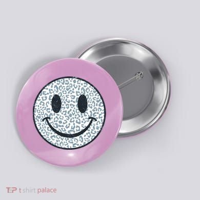 Retro Leopard Print Emoji Smiley Button