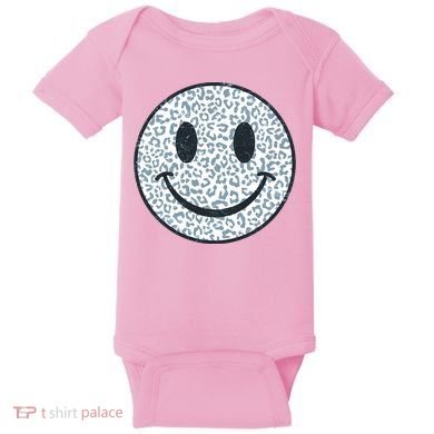 Retro Leopard Print Emoji Smiley Baby Bodysuit