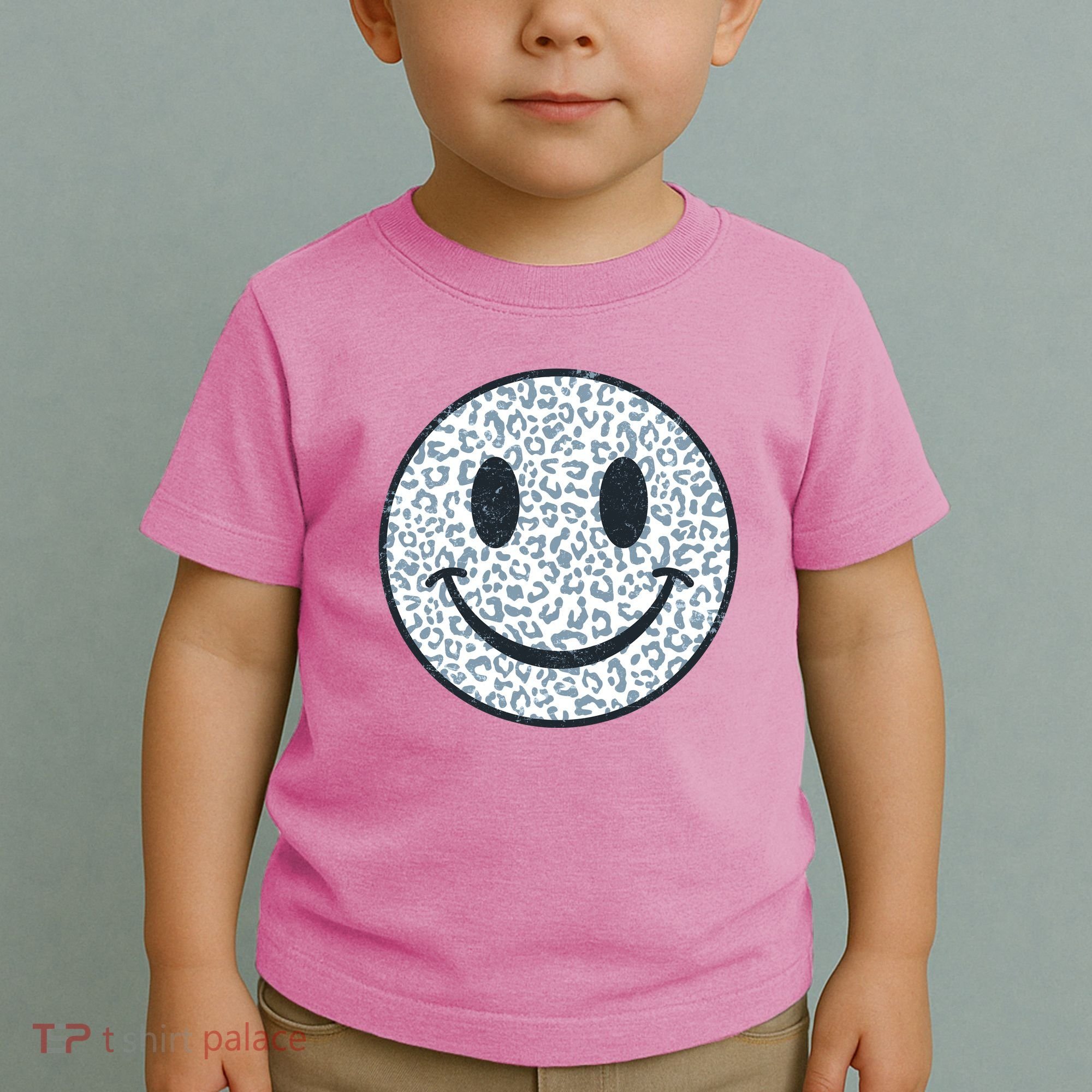 Retro Leopard Print Emoji Smiley Toddler T-Shirt