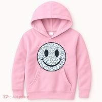 Retro Leopard Print Emoji Smiley Kids Hoodie thumb 0