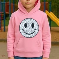 Retro Leopard Print Emoji Smiley Kids Hoodie thumb 2