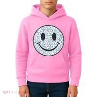 Retro Leopard Print Emoji Smiley Kids Hoodie thumb 4