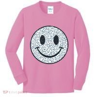 Retro Leopard Print Emoji Smiley Kids Long Sleeve Shirt thumb 0