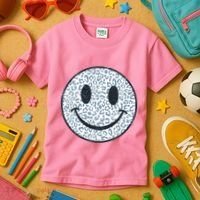 Retro Leopard Print Emoji Smiley Kids T-Shirt thumb 3