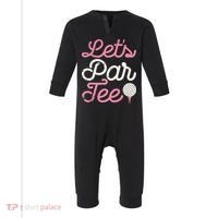 retro Let's Par Tee Golf Player Golfer Dad Papa Infant Fleece One Piece thumb 0