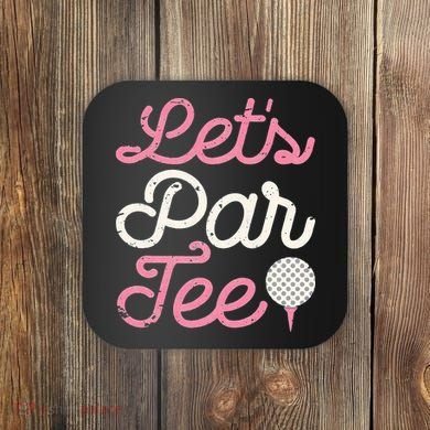 retro Let's Par Tee Golf Player Golfer Dad Papa Coaster