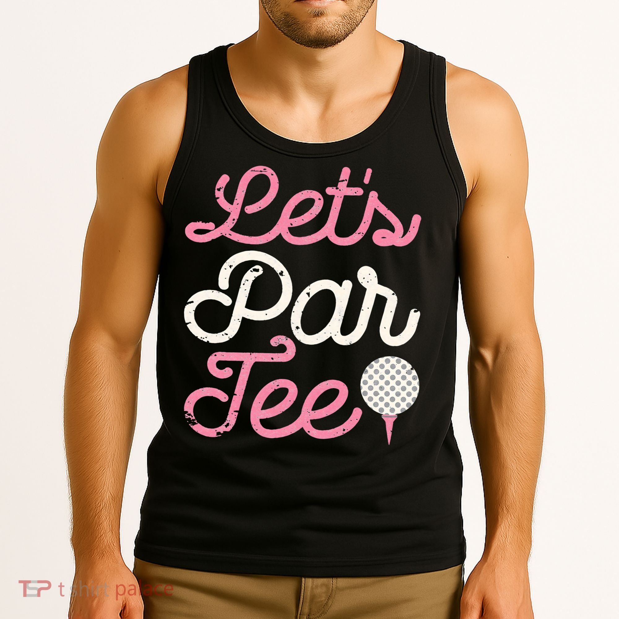 retro Let's Par Tee Golf Player Golfer Dad Papa Tank Top