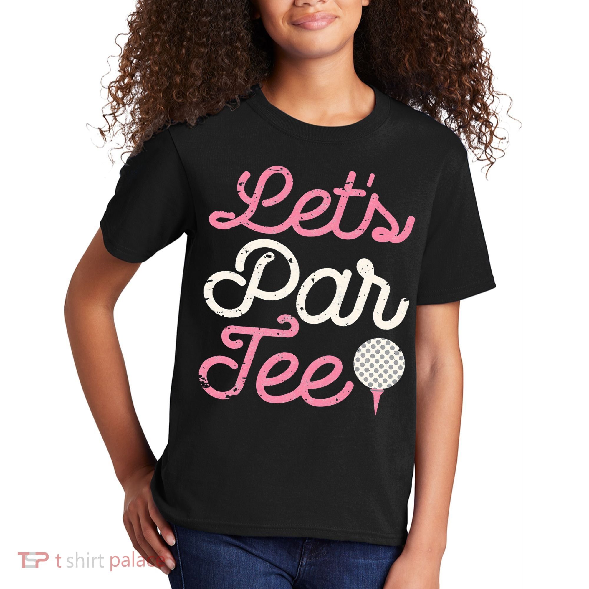 retro Let's Par Tee Golf Player Golfer Dad Papa Kids T-Shirt