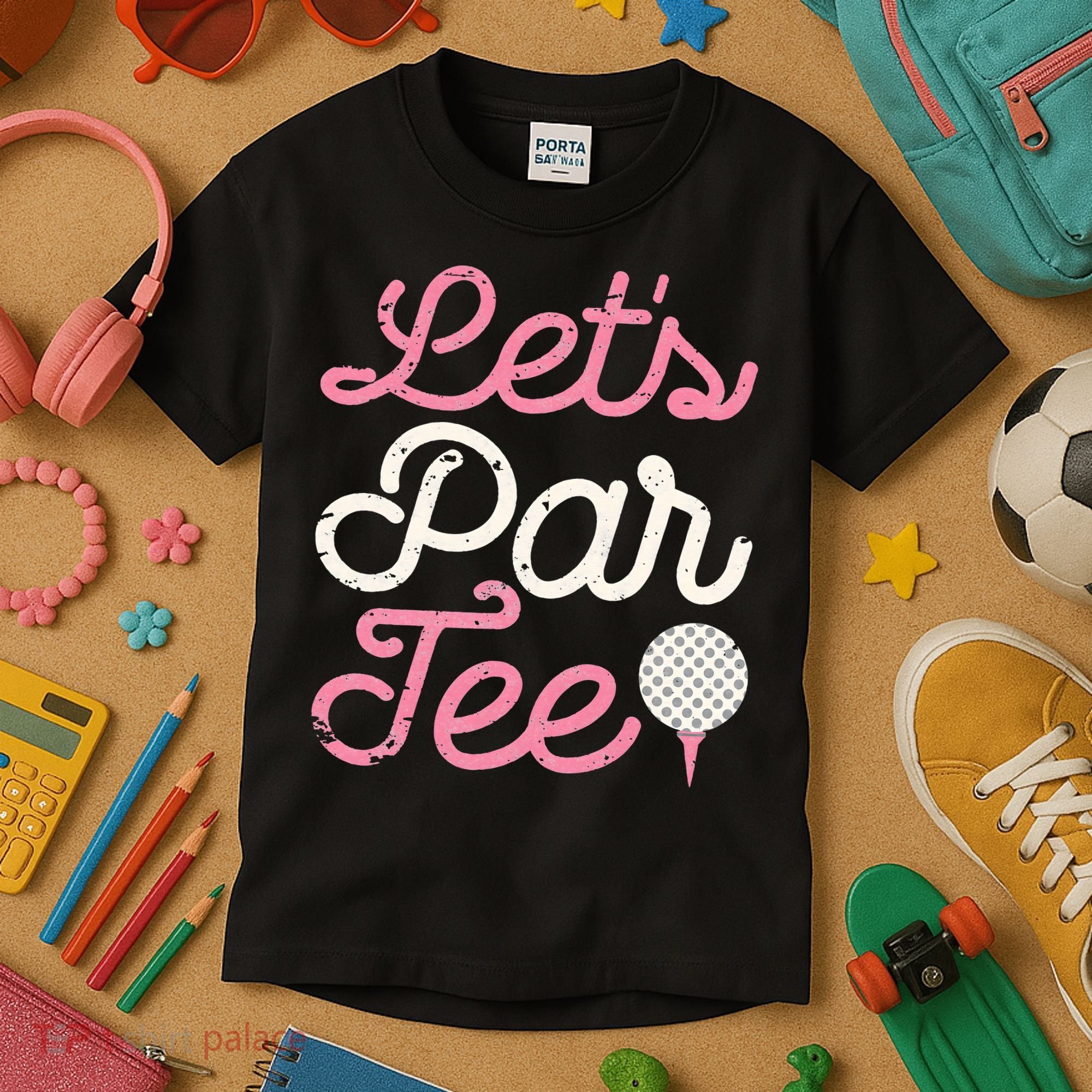 retro Let's Par Tee Golf Player Golfer Dad Papa Kids T-Shirt