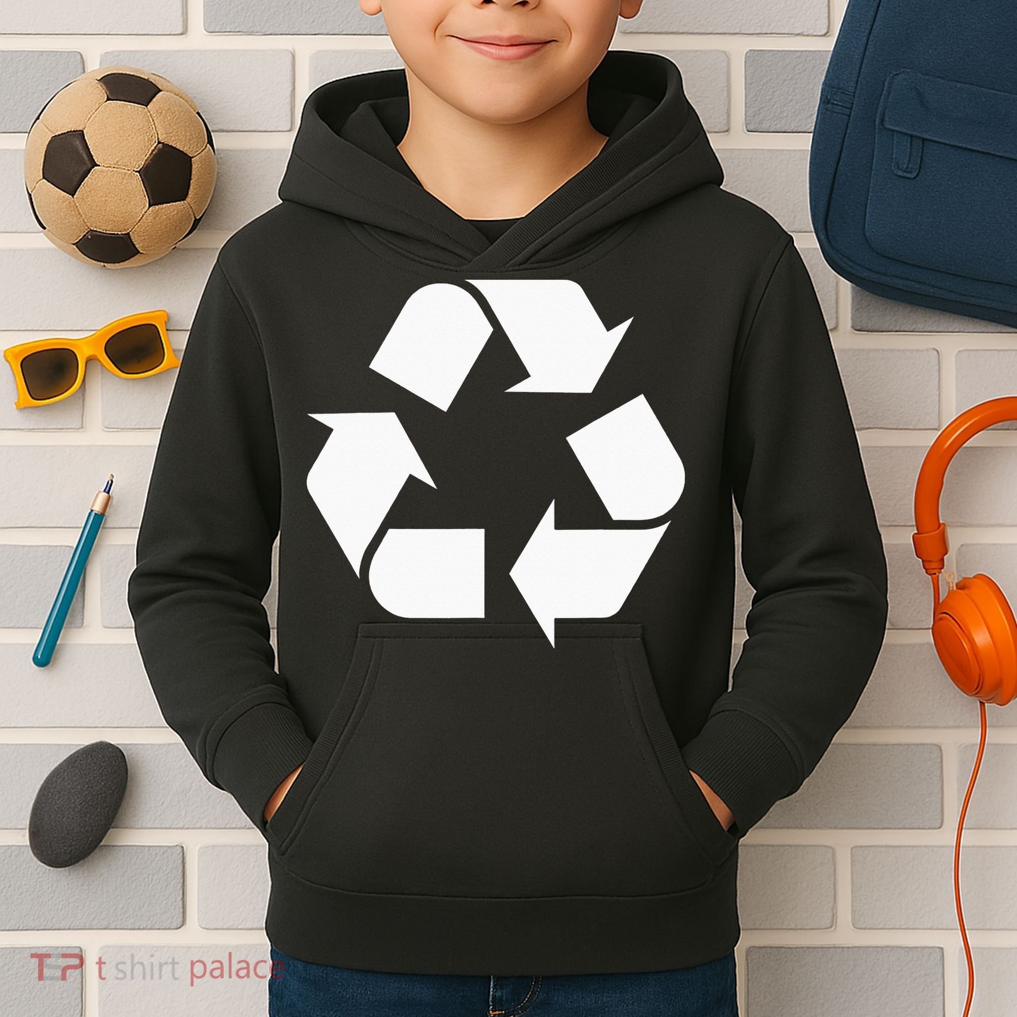 Recycling Logo Recycle Symbol Earth Day Kids Hoodie
