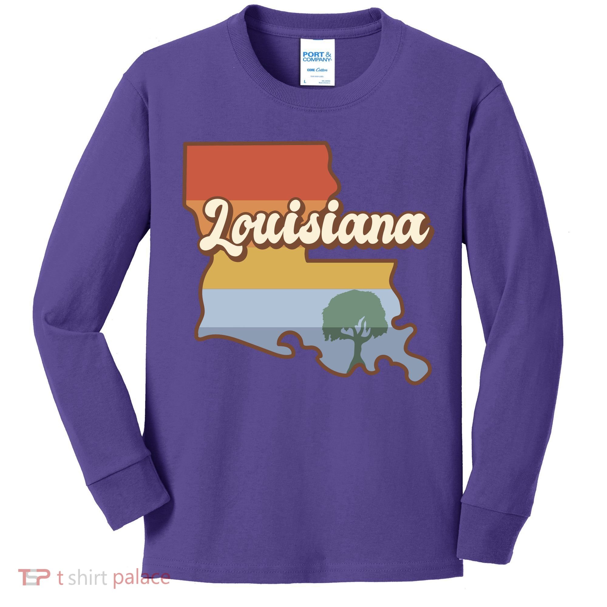 Retro Louisiana Kids Long Sleeve Shirt