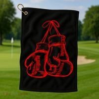 Retro Love Red Boxing Gloves Gifts Boxer Gift TShirt Golf Towel thumb 1